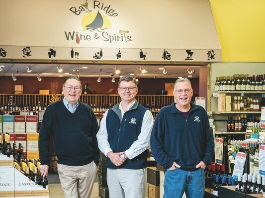 Chuck Ferrar (left) opened Bay Ridge in 1991. His son-in-law David Marberger (center) joined him three years later. Ferrar is now retired from the day-to-day business, and Marberger runs operations with general manager Phillip Altherr (right).