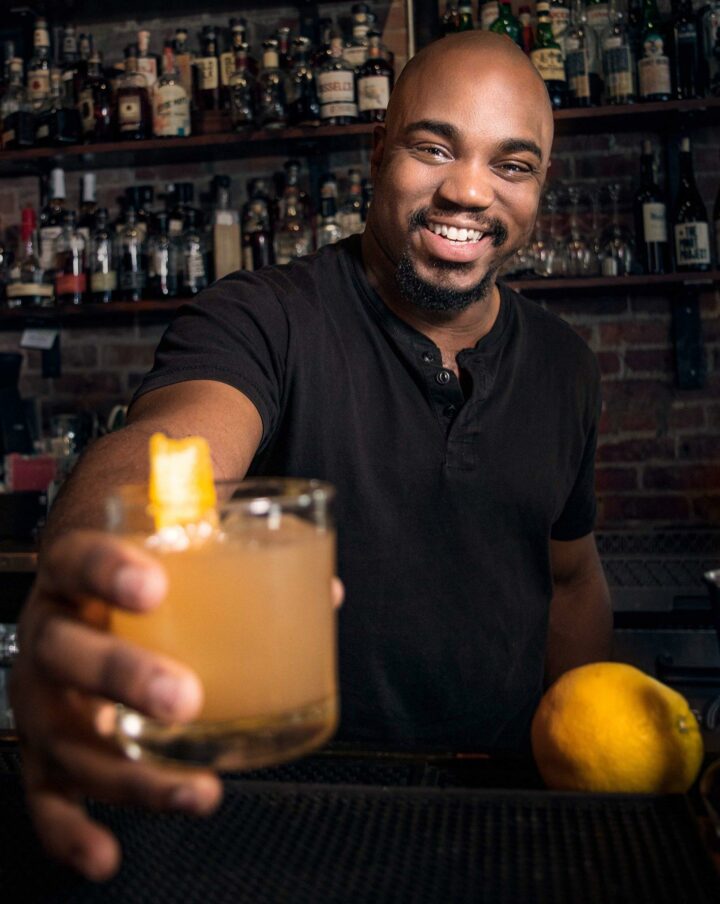 Sharfiq Cosby (pictured) of Revival 1869 in Clayton, North Carolina, devised the Vital Roots cocktail, a play on the original Mint Julep invented by John Dabney, who was renowned for his culinary talents as an enslaved man in 19th-century Virginia. 