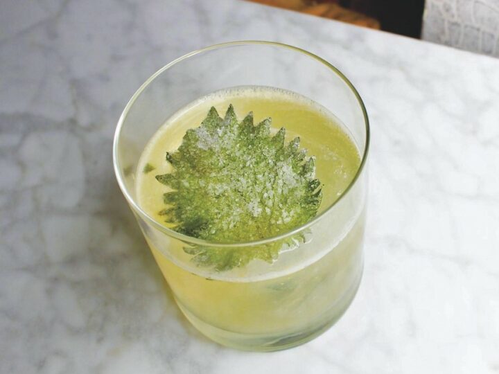 White spirits and fruit flavors are often combined in daytime cocktails like the Shiso, Youso (pictured) from Yūgen in Chicago.