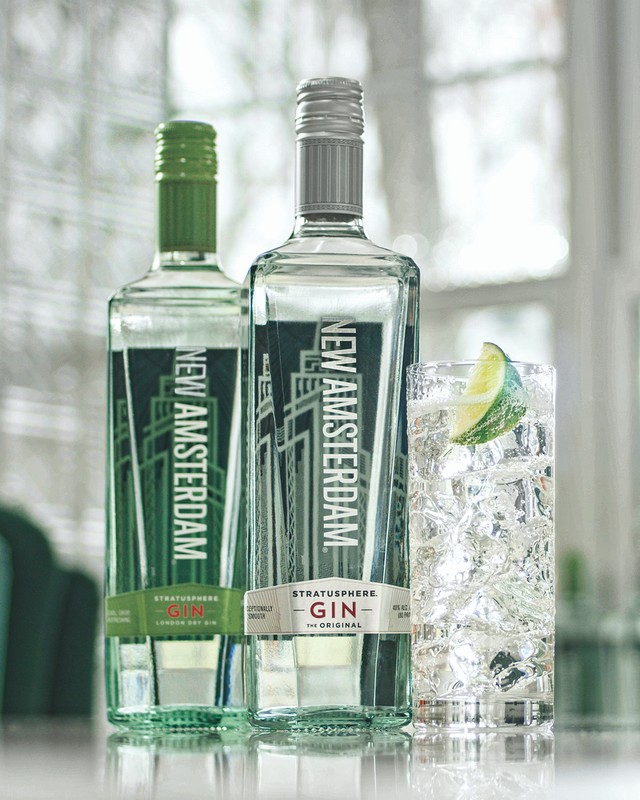 E. & J. Gallo’s New Amsterdam gin (pictured) quickly pivoted to e-commerce last year, and saw consumers increased sales among 750-ml. and 1.75-liter packages.