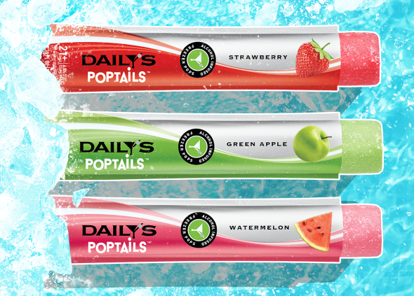 Following the success of Daily's wine-based frozen cocktail pouches, the brand launched Daily's Poptails freezer pops in February.