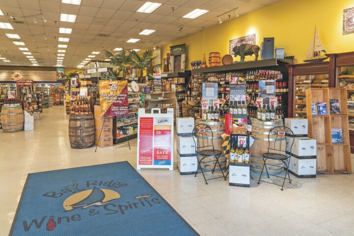 When Chuck Ferrar acquired the original Bay Ridge Wine & Spirits (entrance pictured) in 1991, it was a 4,000-square-foot store located in a shopping center. Today, it’s a 14,000-square-foot drinks emporium that offers customers as many as 3,000 wine SKUs, 2,000 beer SKUs, and 1,500 spirits SKUs.