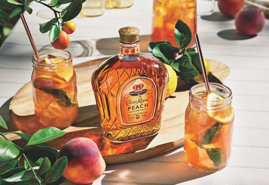 While major players are present in the flavored segment, with brands like Diageo’s Crown Royal offering flavors such as Peach (pictured), smaller brands like Skrewball are capturing attention.