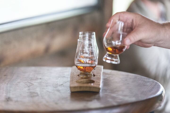  Garrison Brothers has been experimenting with new flavor profiles for its Bourbon portfolio (tasting flight pictured). The distillery’s newest releases, Guadalupe and HoneyDew, feature sweeter, more floral notes.