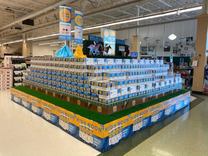 Exit 9 Wine & Liquor Warehouse in Clifton Park, New York is planning to create a 4,000-to-5,000-case display ahead of Memorial Day this year (2021 display pictured).