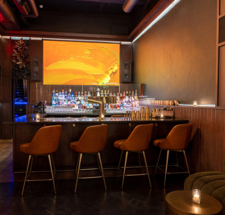 At J.Bespoke speakeasy lounge in New York City (bar pictured), cocktail kits are paired the venue’s mixology classes. 