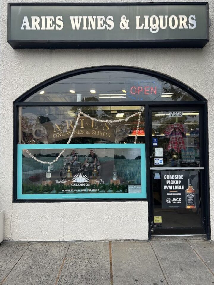 Wine is about half of overall sales at Aries Wine & Spirits in White Plains, New York (storefront pictured). Owner Tony Russo believes that wine in grocery stores would be detrimental to local communities.