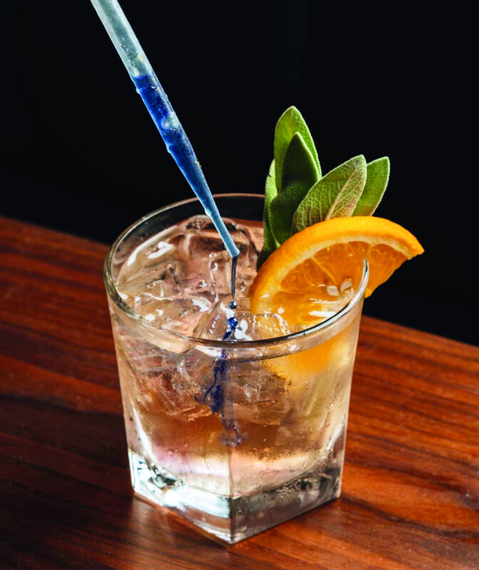 Florida’s Tap 42 Craft Kitchen + Bar offers drinks like the Gin ‘N Chronic (pictured), which is served with CBD-enhanced butterfly pea tea.