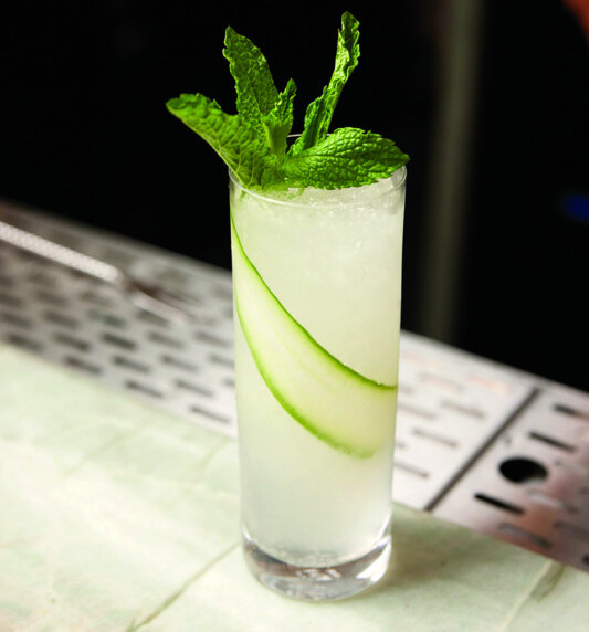 Miami’s Joliet makes the refreshing Herbed Cucumber cocktail (pictured) using gin, vermouth, elderflower tonic water, and lime juice. 