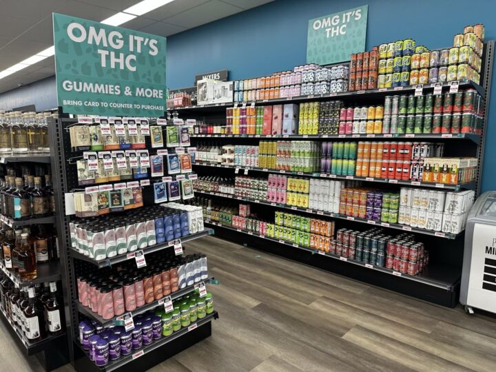 Since selling THC beverages became legal at wine and spirits shops in Minnesota on June 1, the category has grown to nearly 10% of sales at Top 10 Liquors, which has 13 locations (Minnetonka store pictured).