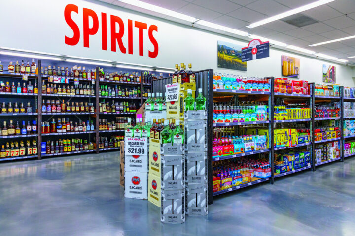 Spirits account for roughly 50% of sales at Randall’s. The chain’s selection (pictured) is curated at each unit to fit the tastes of its varied customer base. The company’s buying power enables the chain to be stocked with highly sought after whiskies as well.