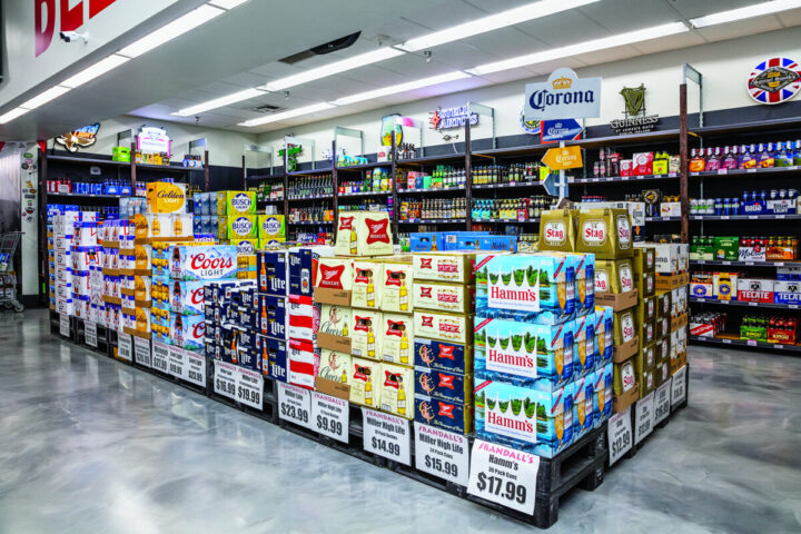 Beer and wine represent about 40% of Randall’s total sales, with each accounting for 20%. The beer category (pictured) has seen hard seltzers hold steady as RTDs climb.