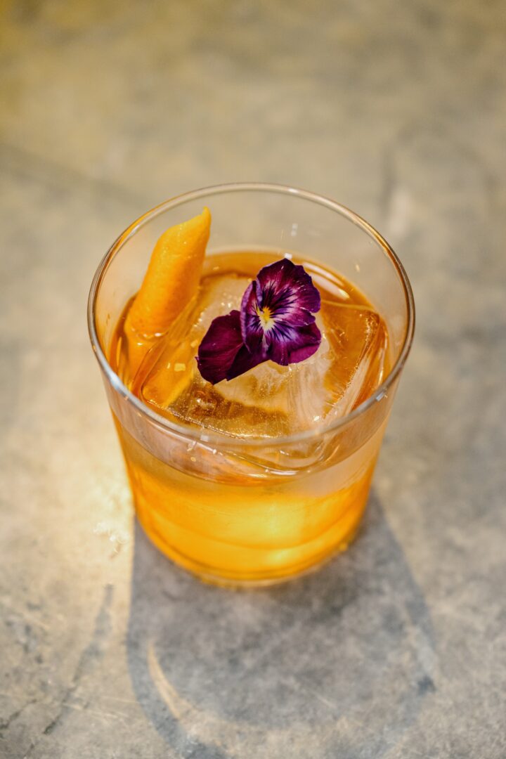 At Winona’s in Brooklyn, New York, the Rosé Colored Glasses comprises Suntory Toki whisky, Lustau Rosé vermouth and Cappelletti aperitivo, washed with sushi rice