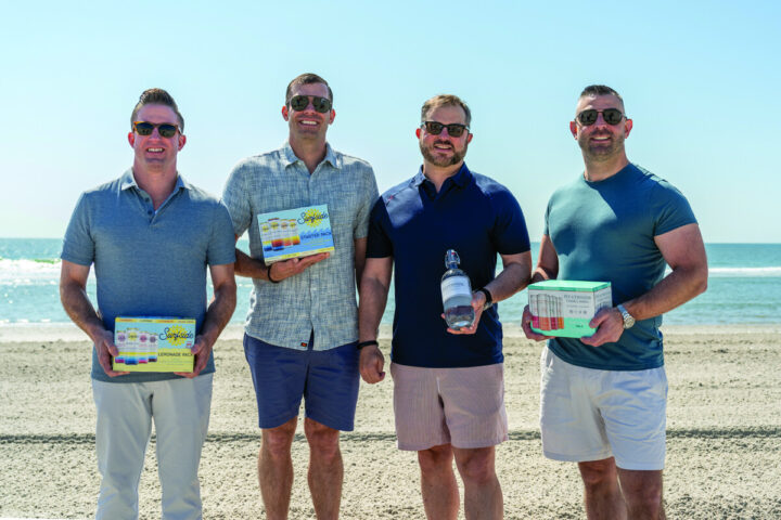 Combining family juice business expertise with home distilling knowledge to create a beverage that blends the best of both worlds for Stateside Brands founders (from left) Bryan Quigley, president Matt Quigley, CEO Clement Pappas, and Zach Pappas.
