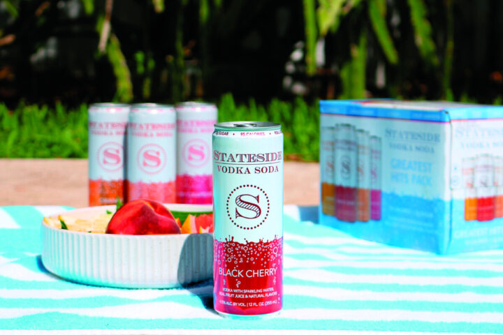 While Surfside is Stateside’s best-selling product, the company also offers its Stateside vodka and Stateside Vodka Sodas at retail. Stateside Vodka Sodas (pictured) predate Surfside, launching in 2021, and feature Stateside vodka, real fruit juice, and sparkling water in a variety of flavors.