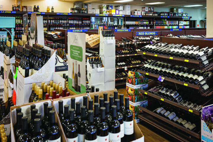 With 6,000 available SKUs, wine makes up 42% of sales at Kreston’s (shelves pictured). The store first focused on wine when Bob’s father predicted the category’s rise in the 1970s.