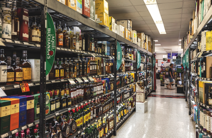 Spirits are the top-selling category at Spec’s stores, making up 70% of overall sales. (spirits aisle pictured).