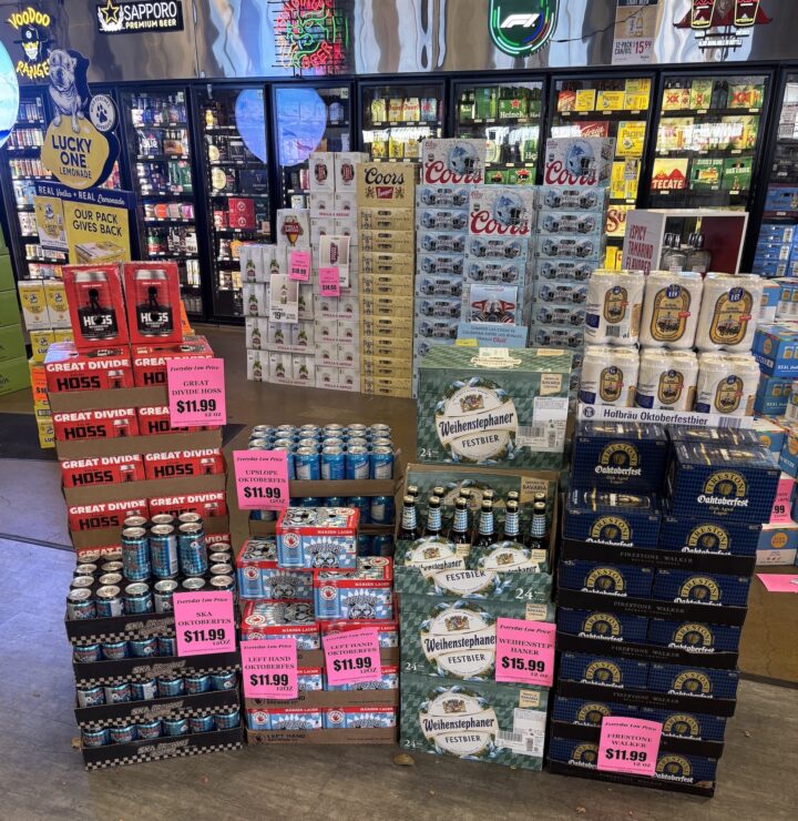 In addition to floor displays (pictured), Argonaut also showcases its 44 Oktoberfest and 27 pumpkin beer selections on social media and in email blasts.