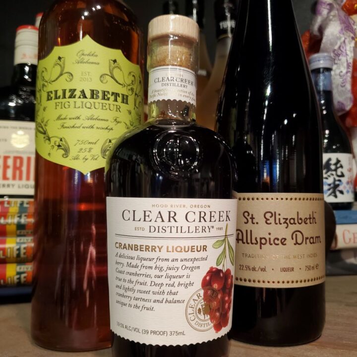 LeNell's Beverage Boutique in Birmingham, Alabama has displays of holiday recipes for quick take home ideas for aperitifs, punches, and even digestif cocktails and holiday themed ones made with unique liqueurs (pictured).