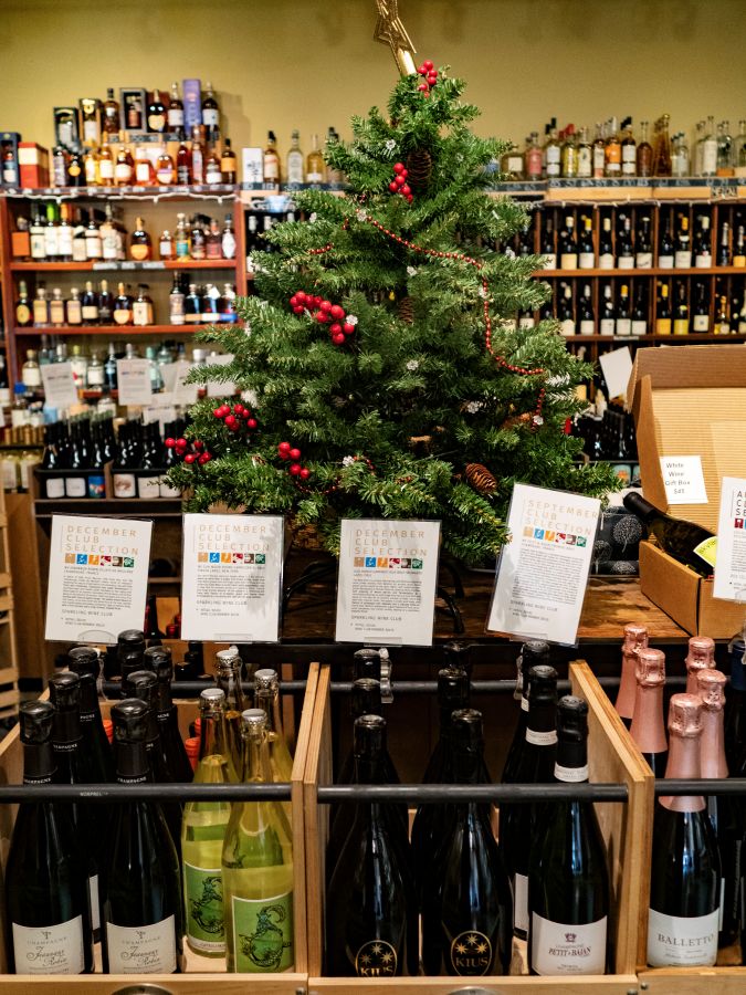 The Ferry Plaza Wine Merchant’s Quarterly Sparkling Wine Club selections (pictured) receive prominent retail display in San Francisco, California. 