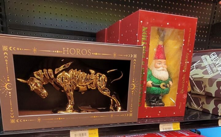 The Party Source in Bellevue, Kentucky is featuring spirits in festive novelty bottles (pictured).