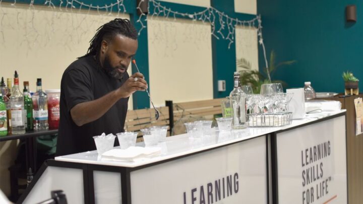 Diageo’s Learning Skills For Life program (pictured) has both online and in-person components, focusing on entry-level skills and business knowledge to train newcomers to the bar industry. The program targets underserved and underemployed populations.