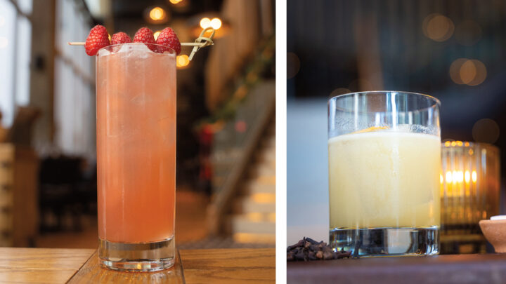 The Crosswalk (above left)and The Rebel County (above right), both from Nashville, Tennessee’s Oak Steakhouse, feature fruits like grapefruit and banana.