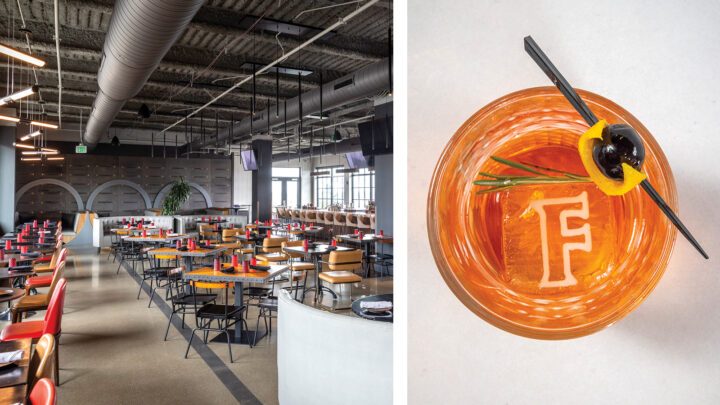 Bartender Sam Yeakley hopes subtle changes will yield positive results this year at The Foundry in Dayton, Ohio (interior above left). The bar plans to upgrade its garnishes and ice, as well as display spirits infusion towers and cocktail aging barrels (the pork belly fat-washed Weller 12 Old Fashioned is shown above right).
