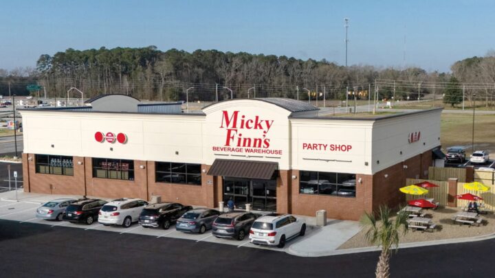 Micky Finn’s Beverage Warehouse (exterior above) operates three locations in Florence, South Carolina. The most recent addition is near a Buc-ee’s convenience store, which has helped drive sales. More locations are being planned in other parts of the state.