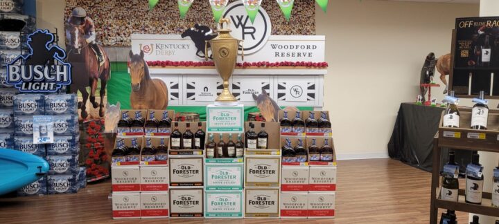 At The Party Source, in Bellevue, Kentucky, Woodford Reserve and Old Forester Ready To Drink Mint Julep (pictured) are big sellers leading up to the Kentucky Derby.