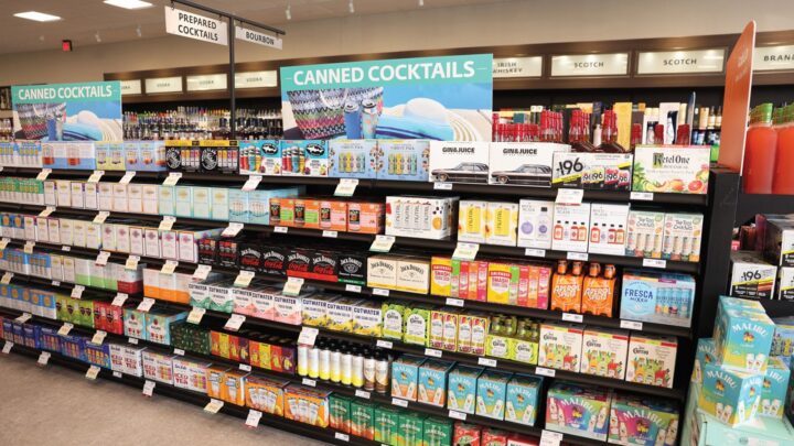 While RTDs (aisle pictured) have been instrumental in driving sales in Pennsylvania, they have also affected the traditional spirits market, as a 9-liter case of RTDs retails for significantly less than a 9-liter case of full-strength liquor products.