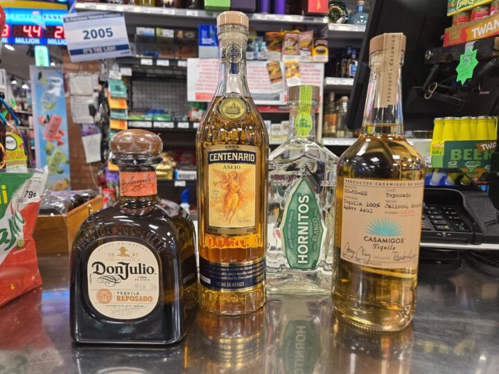 Top selling Tequilas (pictured) at Moreno’s Casa Tequilera & Liquors in Chicago, Illinois include Don Julio Reposado, Centenario Anejo, Hornitos Blanco, and Casamigos Reposado. 