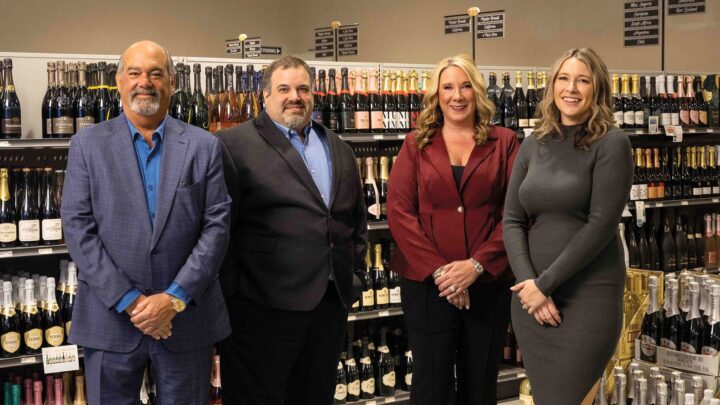 Along with majority owner Meghan Cimini-Jones (far right), key executives at the four-unit chain include president and corporate spirits buyer Jim Juliano (far left), district manager and corporate beer buyer Joe Santos (center left), and director and corporate wine buyer Liz Higgins (center right).