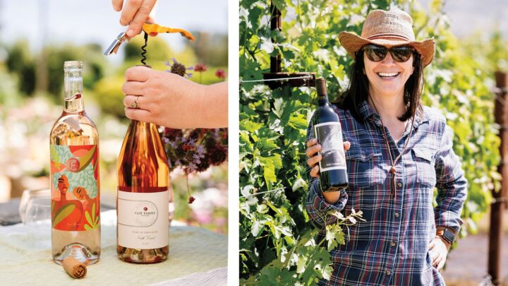 Clif Family Winery (winemaker Laura Barrett above) looks to entice new consumers with a range of white, rosé (top left), and red blend wines in the sub-$50 category. Winery president Linzi Grey notes that Napa’s luxury reputation ensures more affordably priced wines resonate with guests.