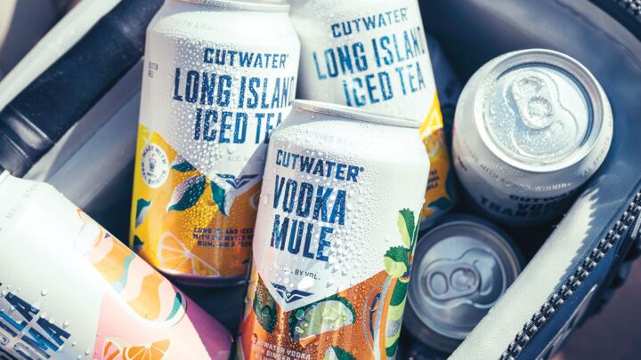 From Anheuser-Busch, Cutwater (pictured) increased by 61% in 2025, reaching 6.5 million cases. The canned cocktail brand is the third-largest spirits-based RTD brand in the United States.