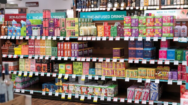 Despite ongoing legislation issues, THC beverages (aisle pictured) are a bright spot in ABC stores. Best sellers in the THC beverage segment at ABC include Uncle Arnies and Buddi, amongst others.