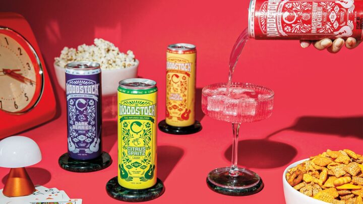 Innovation and variety are key differentiators in the THC drinks space. Woodstock Goods makes low-dose THC seltzers (pictured) that also contain functional ingredients like Lion’s Mane and Reishi.