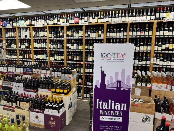 In addition to banners and other promotional items from the Italian Trade Agency (pictured), Yorkshire Wine & Spirits in upper Manhattan will have several tastings and promote Italian Wine Week on Facebook and Instagram.