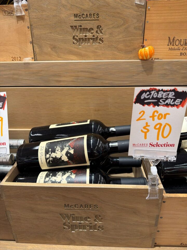 McCabes Wine & Spirits in New York City offers two dozen wines on sale each month. This October the store is featuring The Prisoner (pictured).