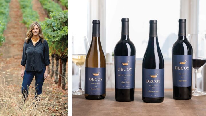 As consumers prove they’re willing to trade up, brands are leaning in. Decoy by Duckhorn (winemaker Dana Epperson above left) is emphasizing its slightly higher priced Decoy Limited line (top right), which exceeded 200,000 cases in 2025, to foster growth.