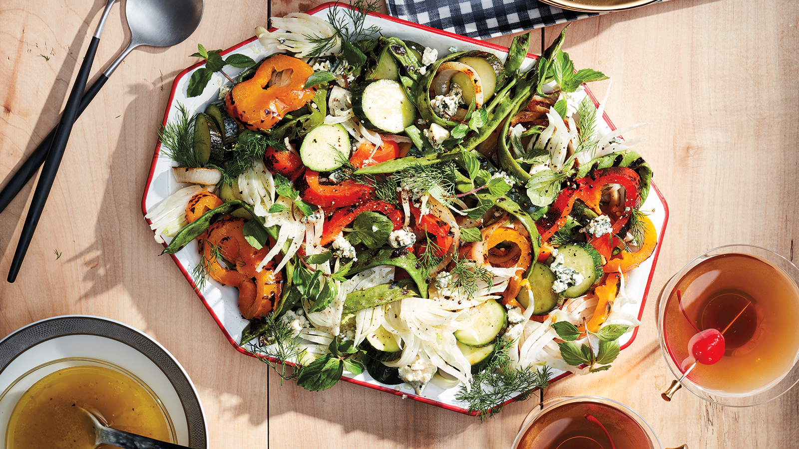 Whiskey Grilled Vidalia, Sweet Pepper, and Blue Cheese Salad