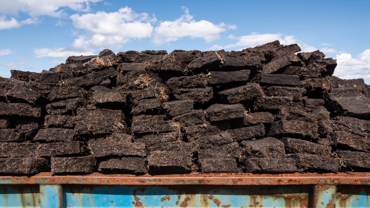 stacks of cut peat