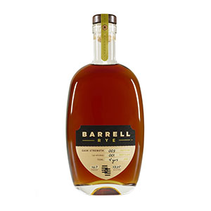 A bottle of Barrell Rye (Batch 003).